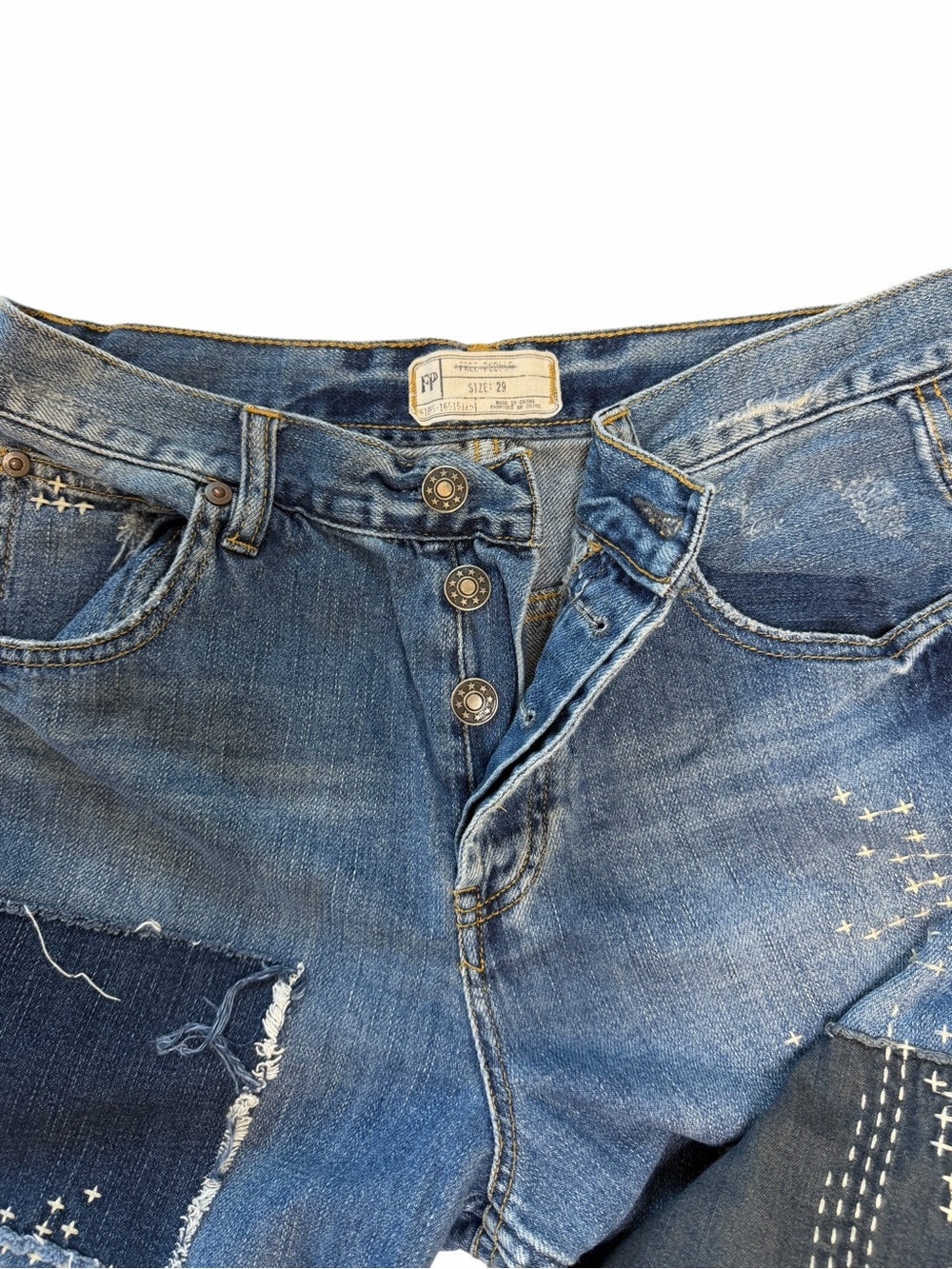 Free People Patchwork Cropped Ankle Jeans - Picture 4 of 4